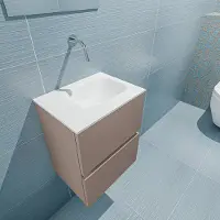 Mondiaz ada 40 cm toiletmeubel smoke. Lex wastafel talc rechts zonder kraangat
