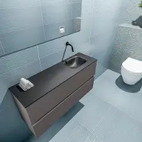 Mondiaz ada 100 cm toiletmeubel dark grey. Lex wastafel urban rechts zonder kraangat