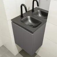 Mondiaz OLAN 40cm toiletmeubel dark grey. LEX wastafel urban rechts 1 kraangat