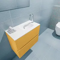 Mondiaz Ada 60cm toiletmeubel ocher met wastafel talc rechts 1 kraangat