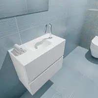 Mondiaz ADA 60cm toiletmeubel talc. LEX wastafel talc midden 1 kraangat