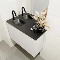 Mondiaz olan 80 cm toiletmeubel linen. Lex wastafel urban links 1 kraangat