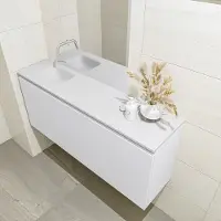 Mondiaz olan 120 cm toiletmeubel talc. Lex wastafel talc links geen kraangat