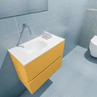 Mondiaz Ada 60cm toiletmeubel ocher met wastafel talc links zonder kraangat