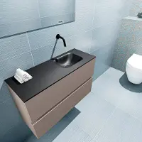 Mondiaz ADA 80cm toiletmeubel smoke. LEX wastafel urban rechts zonder kraangat