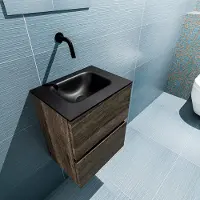 Mondiaz ada 40 cm toiletmeubel dark brown. Lex wastafel urban midden zonder kraangat