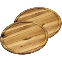 Kesper 2x stuks houten serveerborden/pizzaborden rond 32 cm - Snijplanken