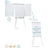 Franken Flipchart X-tra!Line Standard, in hoogte verstelbaar, houder met snelsluiting, opbergbakje, magnetisch bord met B 680 x H 1050 mm, lichtgrijs