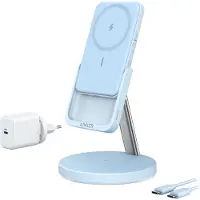 Anker 633 PowerWave MagGo 2-in-1 Geschikt voor Draadloos Opladen met Magnetische ring Oplader met 5.000 mAh Powerbank Blauw
