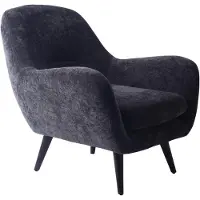 Ptmd Donny Anthracite Fauteuil Black Wooden Legs (Antraciet, 82x84x92cm)