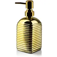 Bathlab Zeepdispenser Cécile | BathLAB by MONDEX glas goudkleurig 7.8x7.8x19.5 cm zeepdispensers en -schalen | NADUVI