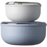 Omada Lunchbox Pull Box Rond Blauw/Wit (2-Delig)