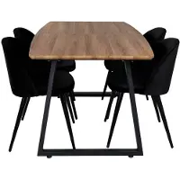 Ebuy24 IncaNABL eethoek eetkamertafel uitschuifbare tafel lengte cm 160 / 200 el hout decor en 4 Velvet eetkamerstal velours