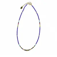 CO88 Collection 8CN-26338 Kralenketting met Miyuki Kralen - Donker Blauw en Multi Kleuren - 40+5cm - Goudkleurig Slot