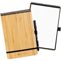 Bambook Notepad - Hardcover - A5 - Geruite pagina's - Met 1 gratis stift - Uitwisbaar schrijfblok / herbruikbaar notitieblok / duurzaam kladblok / whiteboard collegeblok