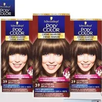 Schwarzkopf Poly Color Creme Haarverf - 39 Lichtbruin - 3 Pack Voordeelverpakking + Haarloop