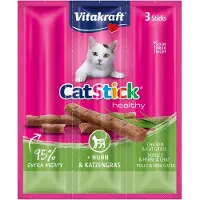 Vitakraft Cat Stick kip en kattengras - 20x3 stuks (60 stuks)