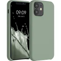 Kwmobile telefoonhoesje geschikt voor Apple iPhone 12 mini - Hoesje met siliconen coating - Smartphone case in grijsgroen
