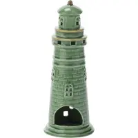 COSY&TRENDY Cosy & Trendy Waxinelichthouder - vuurtoren - groen - 24 cm - Nautisch / Maritiem thema
