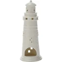 COSY&TRENDY Cosy & Trendy Waxinelichthouder - vuurtoren - wit - 24 cm - Nautisch / Maritiem thema