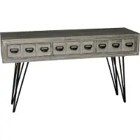 Ptmd collection PTMD Earleen houten wit grijze bijzettafel - 140 cm (Grijs, 140x42.5x78.5cm)
