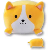 I-Total - Kussen Hond wit-oranje-kinderkussen - kussen Kinderkamer - Fun kussens - Sierkussen- zacht kinderkussen - pluche kinderkussen