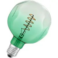 Ledvance Vintage 1906 LED-lamp met groene tint, 4,5W, 180lm, bolvormig met een diameter van 124mm en een E27-fitting, warmwitte lichtkleur, spiraalvormig filament, dimbaar, tot 15.000 uur levensduur