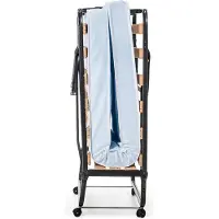 Wicotex – By Charmar Vouwbed – 90x200cm – Eenpersoonsbed – Logeerbed – Inklapbaar bed – Opklapbed - Logeermatras – Zwart stalen frame met wielen – Inclusief matras 10.5 cm dik – inclusief beschermhoes