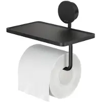 Geesa Opal Toiletrolhouder met Planchet - Zwart
