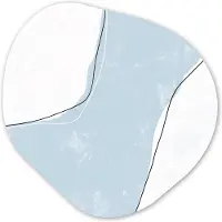 MuchoWow Organische wanddecoratie 60x60 cm - Organisch schilderij Blauw - Minimalisme - Abstract - Muurdecoratie woonkamer - Kamer decoratie - Schilderijen - Muurcirkel aesthetic