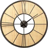 Ptmd Andis Natural Metal Wall Clock Rattan Background (Naturel, 85x85 diameter: 85cm)