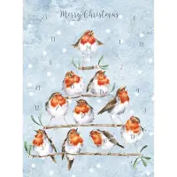 Wrendale Designs Adventskalender Kaart A4 Wrendale - Rockin Robins Advent Calendar