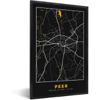PosterMonkey Fotolijst incl. Poster - Stadskaart - Plattegrond - Peer - Goud - Kaart - 60x90 cm - Posterlijst