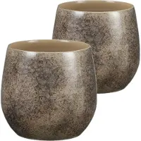 Mica Decorations Plantenpot/bloempot - 2x - Terracotta - natuur bruin shadow - D24 en H22 cm