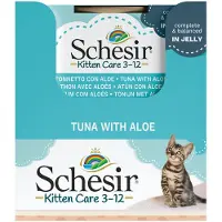 Schesir 14x Kattenvoer Kitten 3-12 Tonijn - Aloe in Gelei 85 gr