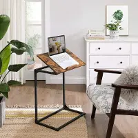 Vasagle bijzettafel, laptoptafel met verstelbaar oppervlak, banktafel, bureau, slaapkamer, woonkamer, eenvoudige constructie, stalen frame, industriële stijl, vintage bruin-zwart LNT057B01