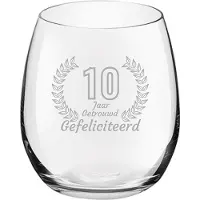 Royal Leerdam Gegraveerde Drinkglas 39cl Gefeliciteerd 10 jaar getrouwd