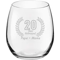 Royal Leerdam Gegraveerde Drinkglas 39cl Papa + mama 20 jaar getrouwd