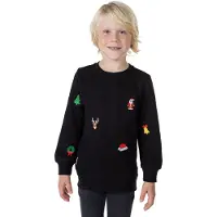 Opposuits Deluxe X-Mas Icons - Black - Kids Kerst Sweater - Kersttrui - Kerst - Zwart - Maat 4 Jaar