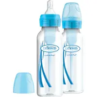 Dr. Brown's Options+ Anti-Colic Babyfles - Smalle halsfles - 250ml - Blauw - 2 stuks