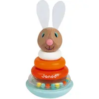 Janod Lapin - Stapeltuimelaar Konijn - Stapelstukken Om Behendigheid Te Ontwikkelen - Een Ring Met Ballen Die In Elkaar Rinkelen! - Geschikt Vanaf 1 Jaar