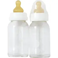 Hevea Babyflessen - 2-pack - Glas & Natuurlijk Rubber - Wit - - 0-3 mnd - Babyflesjes