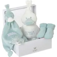 BamBam Cadeaudoos Eend, bijtring ster, sokjes - Lagoon groen - Baby cadeau