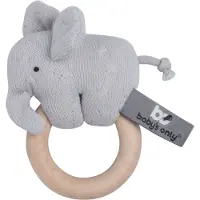 Babys Only Houten rammelaar olifant zilvergrijs
