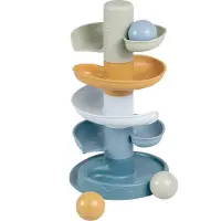 Rubo Toys Little Dutch Spiraaltoren Blauw - Knikkerbaan - 5 delen - 3 ballen - Stapeltoren
