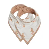 Jollein - Slab Bandana (Teddy Bear) - Biologisch Katoen - GOTS - Slabbetjes Baby - 2 Stuks - 22 cm