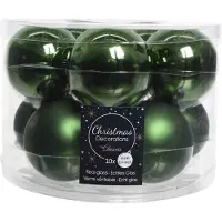 Ksd 3 stuks Kerstbal glas glans-mat diameter 6cm Dennen groen KSD