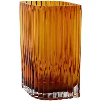 AYTM Vaas Folium, hoogte 20 cm, amberkleurig, glas Folium, crème / amber, Glas, Design