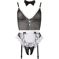 Cottelli - Lingerie body - Sexy kamermeisje - Zwart - XL