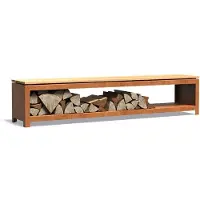 HetTuinstel.nl Cortenstaal houtopslag / tuinbank 200x40x43cm